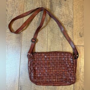 Ashwood Heritage England Woven Leather Crossbody Shoulder Bag Brown Boho